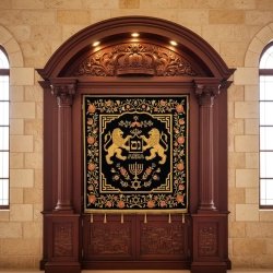 Exquisite Hand-Carved Aron Kodesh for Synagogue Ornate Solid Wood Holy Ark by Premier Furniture Manufacturer