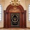Exquisite Handcrafted Aron Kodesh - Synagogue Holy Ark by Premium Manufacturer, Carved Wood & Gold Embroidery.