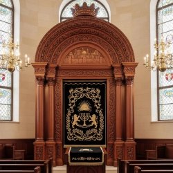 Exquisite Hand-Carved Hardwood Aron Kodesh - Premium Synagogue Furniture by Leading Manufacturer for Timeless Devotion