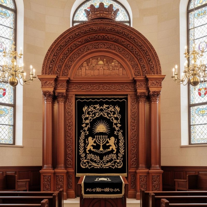 Exquisite Hand-Carved Hardwood Aron Kodesh - Premium Synagogue Furniture by Leading Manufacturer for Timeless Devotion Exquisite Hand-Carved Hardwood Aron Kodesh - Premium Synagogue Furniture by Leading Manufacturer for Timeless Devotion