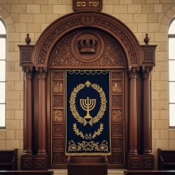 Exquisite Hand-Carved Aron Kodesh, Traditional Synagogue Holy Ark, Velvet Menorah Curtain, Premium Furniture Supplier