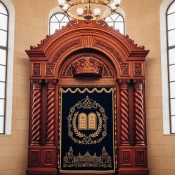Handcrafted Aron Kodesh: Premium Synagogue Holy Ark, Ornate Wood & Embroidered Velvet, Manufacturer & Supplier Quality