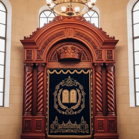 Handcrafted Aron Kodesh: Premium Synagogue Holy Ark, Ornate Wood & Embroidered Velvet, Manufacturer & Supplier Quality
