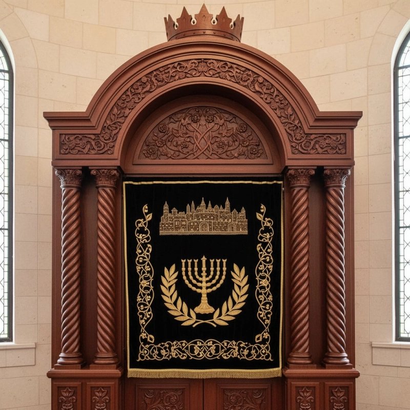 Exquisite Handcrafted Aron Kodesh - Ornate Synagogue Holy Ark by Expert Manufacturers - Premium Solid Wood Religious Furniture