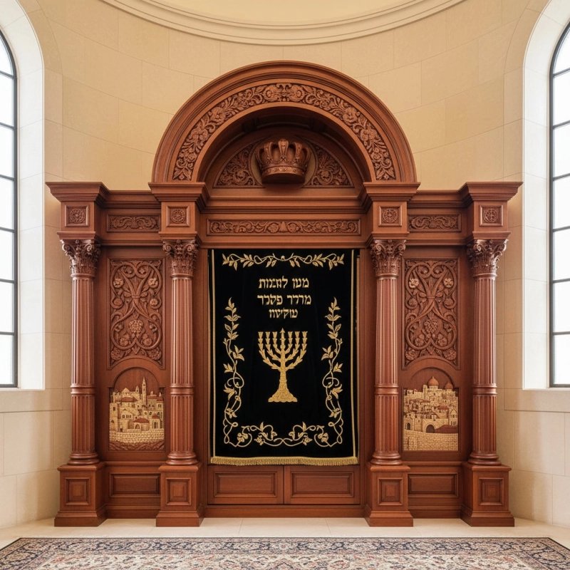 Premier Hand-Carved Aron Kodesh - Synagogue Ark Furniture, Exemplary Judaica Craftsmanship & Manufacturing Quality