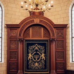Exquisite Hand-Carved Wooden Aron Kodesh Holy Ark Premium Synagogue Furniture from Expert Manufacturer
