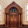 Masterfully Handcrafted Aron Kodesh Synagogue Ark Premium Hardwood Carvings & Velvet Accents by Expert Furniture Manufacturers