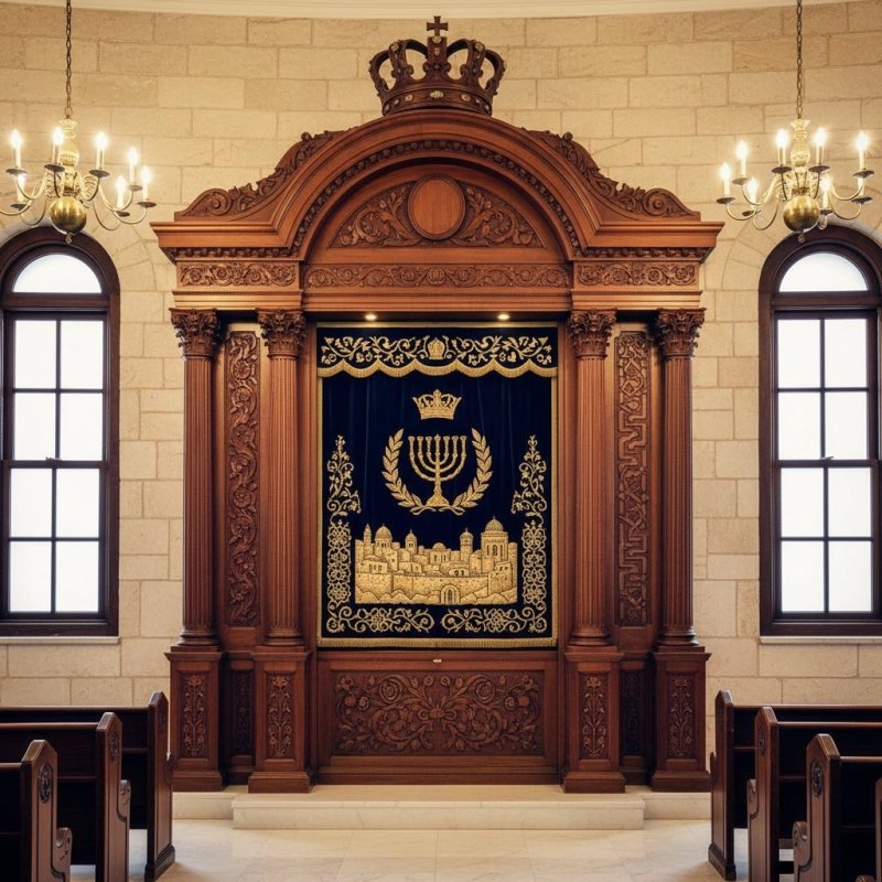 Premier Manufacturer's Hand-Carved Aron Kodesh Holy Ark - Exquisite Ornate Hardwood Synagogue Furnishing Premier Manufacturer's Hand-Carved Aron Kodesh Holy Ark - Exquisite Ornate Hardwood Synagogue Furnishing
