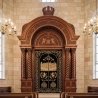 Artisan Crafted Aron Kodesh with Ornate Solid Wood Carvings and Regal Crown Premium Synagogue Furniture Manufacturer