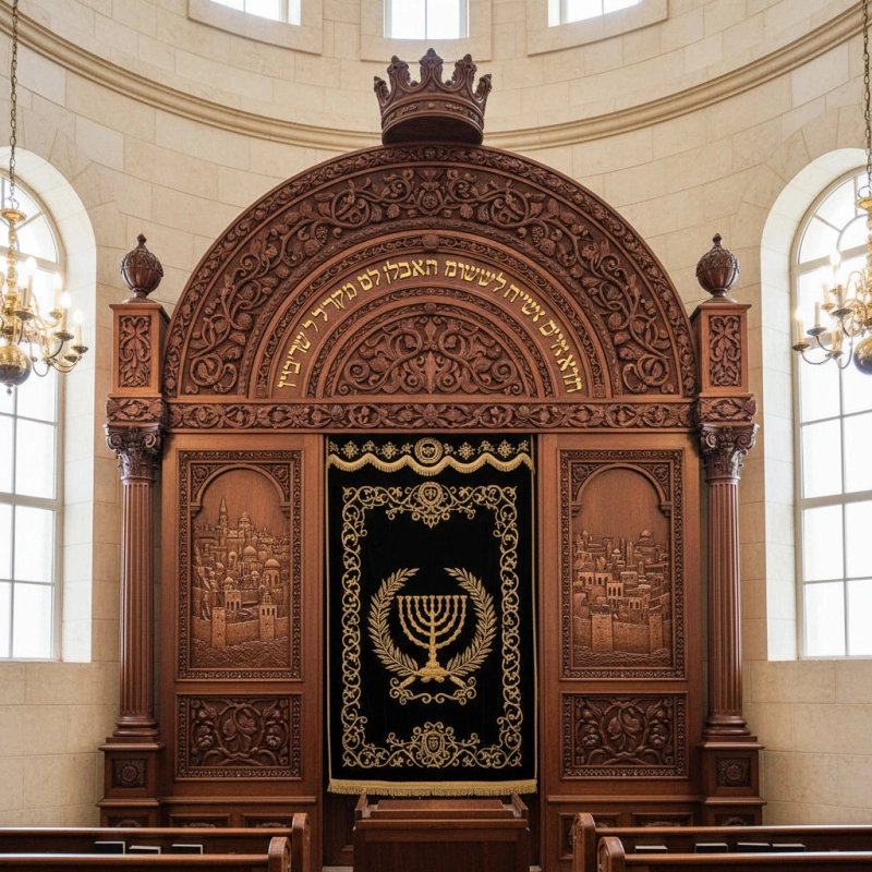 Exquisite Hand-Carved Aron Kodesh Premium Synagogue Furniture Manufacturer Superior Craftsmanship Wood Torah Ark Exquisite Hand-Carved Aron Kodesh Premium Synagogue Furniture Manufacturer Superior Craftsmanship Wood Torah Ark