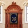 Premium Aron Kodesh Holy Ark, Handcrafted Carved Wood, Jerusalem Motif, Embroidered Velvet - Top Furniture Manufacturer