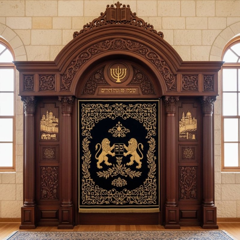 Majestic Handcrafted Aron Kodesh - Premium Synagogue Furniture. Majestic Handcrafted Aron Kodesh - Premium Synagogue Furniture.