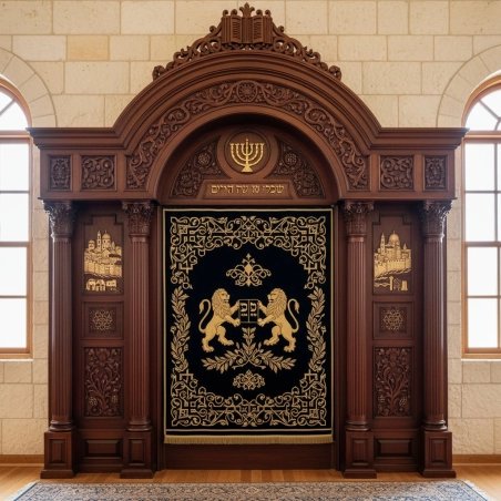 Majestic Handcrafted Aron Kodesh - Premium Synagogue Furniture.