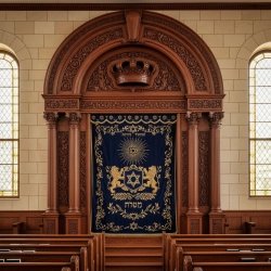 Elegant Traditional Aron Kodesh crafted from premium hardwood, a masterpiece of synagogue furniture design.