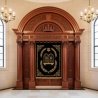 Elegant Hand-Carved Hardwood Aron Kodesh with Embroidered Velvet Parochet - Synagogue Furniture by Leading Manufacturer