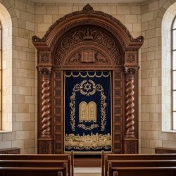 Premium Handcrafted Aron Kodesh: Ornate Solid Wood Synagogue Ark by leading furniture manufacturer.