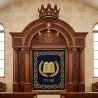 Premium Hand-Carved Aron Kodesh with Jerusalem Motif and Embroidered Parochet for Synagogues.
