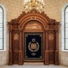 Premium Hand-Carved Aron Kodesh with Gold Embroidered Parochet for Synagogues | Crafted by Leading Furniture Manufacturer.