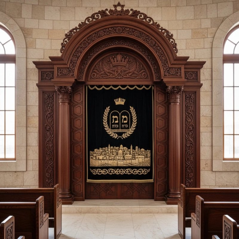 Magnificent Hand-Carved Aron Kodesh: Premium Synagogue Furniture with Exquisite Craftsmanship and Traditional Design. Magnificent Hand-Carved Aron Kodesh: Premium Synagogue Furniture with Exquisite Craftsmanship and Traditional Design.