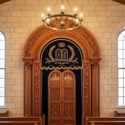 Exquisite Handcrafted Aron Kodesh: A Masterpiece of Sacred Synagogue Furniture by Our Premier Manufacturer.