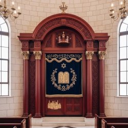 Stunning Traditional Aron Kodesh - Hand-Carved Wood Synagogue Ark by Expert Furniture Manufacturer.