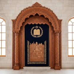 Magnificent Artisanal Solid Wood Aron Kodesh | Premier Synagogue Furniture by Expert Manufacturer