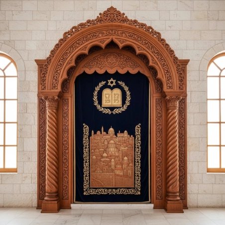 Magnificent Artisanal Solid Wood Aron Kodesh | Premier Synagogue Furniture by Expert Manufacturer