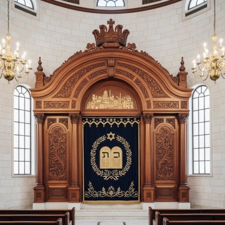 Premium Aron Kodesh - Handcrafted Solid Wood Holy Ark for Synagogue by Leading Furniture Supplier.