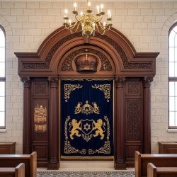Premier Manufacturer's Hand-Carved Aron Kodesh: Superior Quality Synagogue Furniture with Traditional Design.