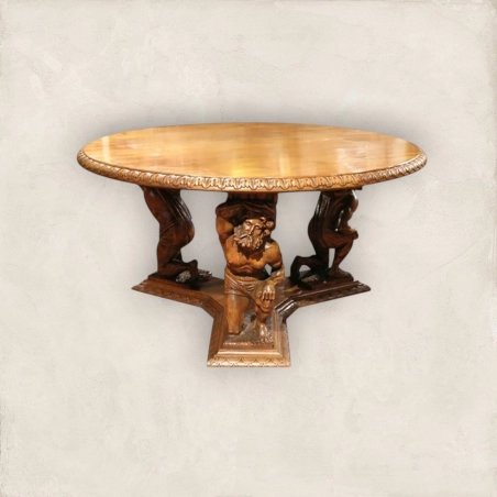 Mahogany Wood Round Dining Table 1581 Mulyoharjo Furniture Supplier