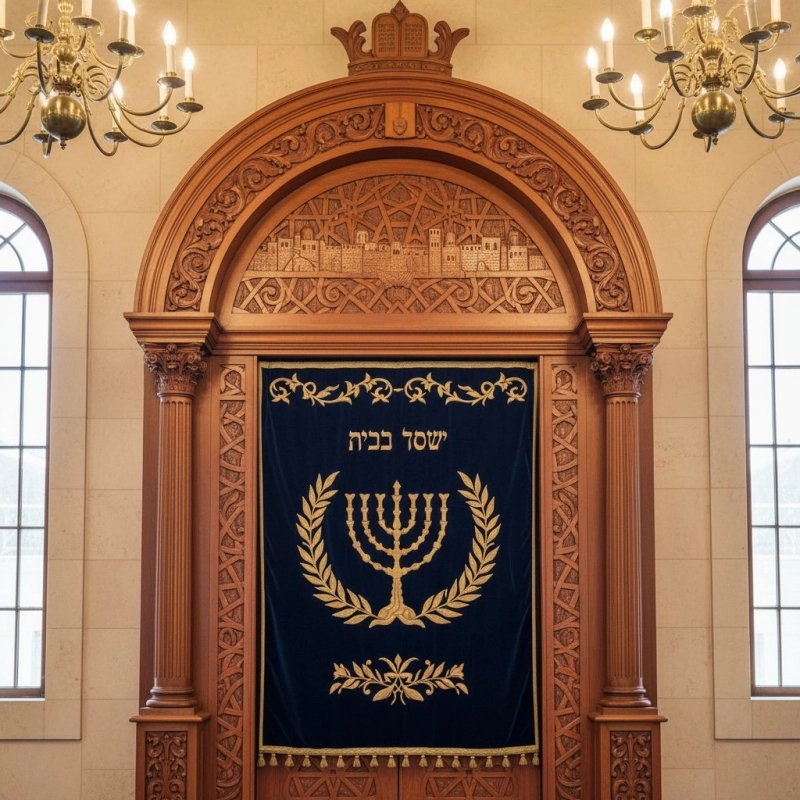 Premium handcrafted Aron Kodesh: Timeless design, superior manufacturer quality for synagogue furnishings.