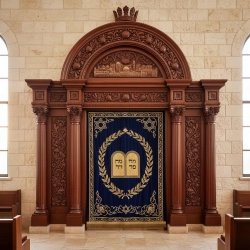 Exquisite Hand-Carved Aron Kodesh: Premium Synagogue Furniture by Expert Manufacturers.