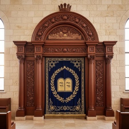 Exquisite Hand-Carved Aron Kodesh: Premium Synagogue Furniture by Expert Manufacturers.