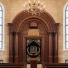 Hand-carved solid wood Aron Kodesh, a traditional and exquisite Holy Ark, showcasing premium manufacturing for synagogues.