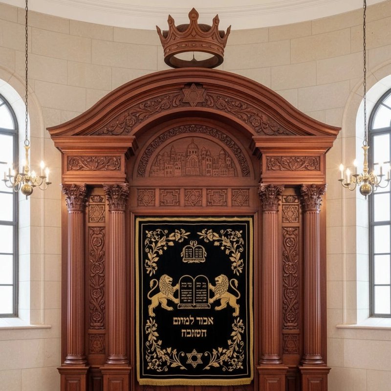 Exquisite Hand-Carved Aron Kodesh: Premium Synagogue Furniture, Masterfully Manufactured for Sacred Spaces. Exquisite Hand-Carved Aron Kodesh: Premium Synagogue Furniture, Masterfully Manufactured for Sacred Spaces.