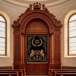 Exquisite handcrafted Aron Kodesh Holy Ark in premium solid wood, perfect for synagogue.