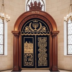 Magnificent hand-carved Aron Kodesh: a symbol of sacred tradition and elite furniture manufacturing excellence.