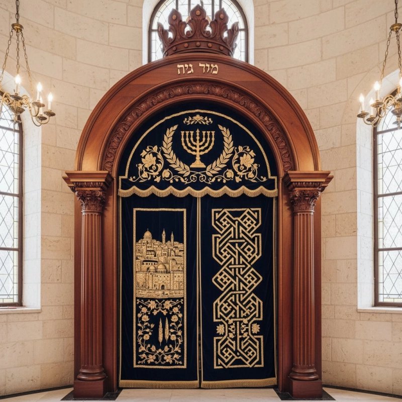 Magnificent hand-carved Aron Kodesh: a symbol of sacred tradition and elite furniture manufacturing excellence. Magnificent hand-carved Aron Kodesh: a symbol of sacred tradition and elite furniture manufacturing excellence.