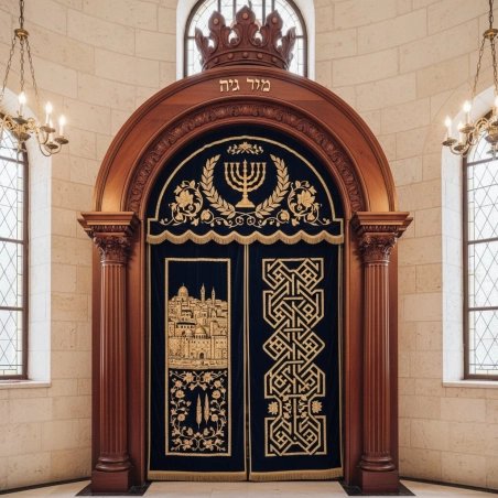 Magnificent hand-carved Aron Kodesh: a symbol of sacred tradition and elite furniture manufacturing excellence.