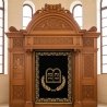 Stunning hand-carved solid wood Aron Kodesh, a masterpiece of synagogue furniture manufacturing and design.