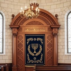 Exquisite Hand-Carved Aron Kodesh Holy Ark: Premium Synagogue Furniture for Spiritual Interiors.