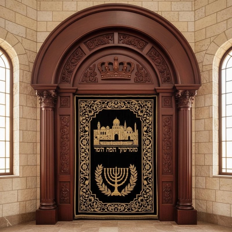 Masterfully crafted Aron Kodesh, a testament to traditional synagogue furniture artistry and manufacturing excellence. Masterfully crafted Aron Kodesh, a testament to traditional synagogue furniture artistry and manufacturing excellence.