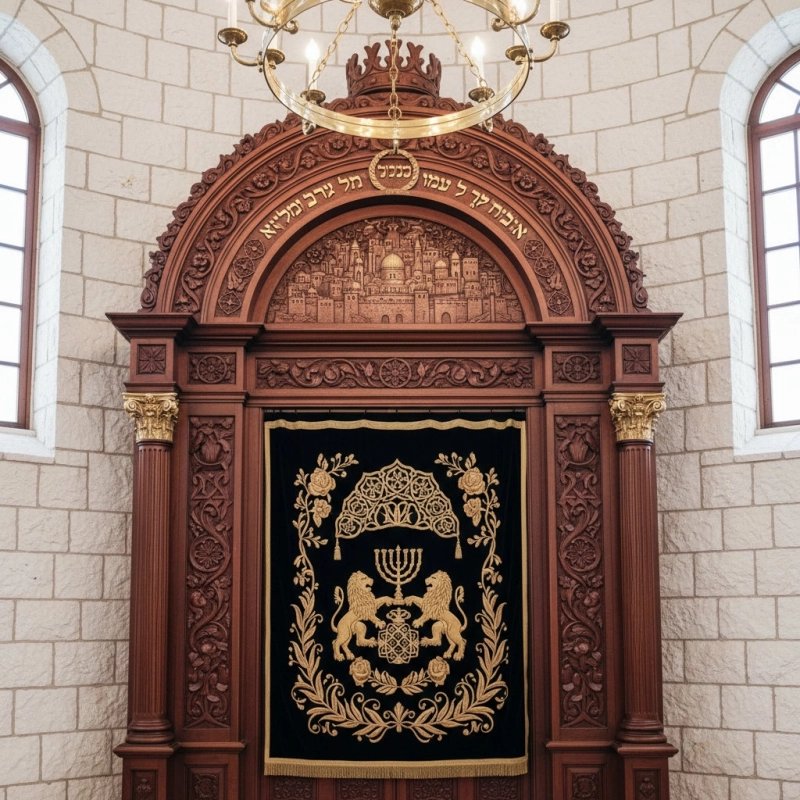 Mastercrafted Aron Kodesh: A testament to superior furniture manufacturing and sacred design. Mastercrafted Aron Kodesh: A testament to superior furniture manufacturing and sacred design.