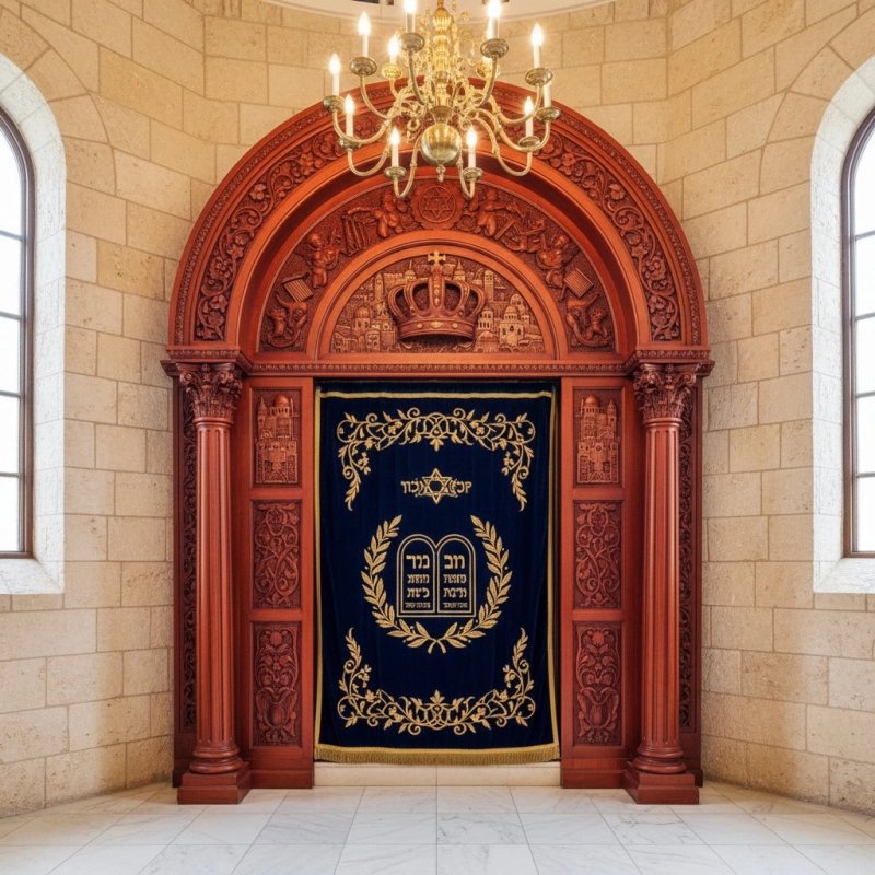 Exquisite Hand-Carved Aron Kodesh: Premium Solid Wood Synagogue Furniture, Manufacturer-Crafted for Sacred Spaces. Exquisite Hand-Carved Aron Kodesh: Premium Solid Wood Synagogue Furniture, Manufacturer-Crafted for Sacred Spaces.