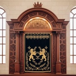 Handcrafted Aron Kodesh: A symbol of tradition and master furniture craftsmanship from our esteemed manufacturing company.