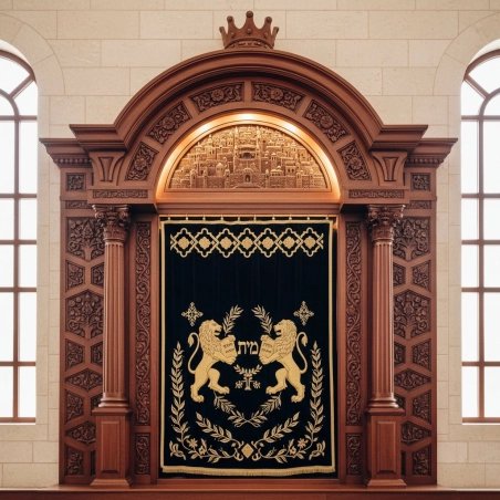 Handcrafted Aron Kodesh: A symbol of tradition and master furniture craftsmanship from our esteemed manufacturing company.