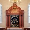Premium Hand-Carved Hardwood Aron Kodesh with Embroidered Velvet Parochet for Synagogue, Manufacturer Quality