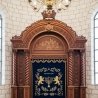 Grand Aron Kodesh: Superior Hardwood Craftsmanship & Embroidered Velvet Parochet, by [Your Company Name]