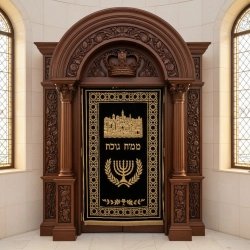 Stunning Aron Kodesh: Handcrafted Synagogue Holy Ark with Traditional Design.
