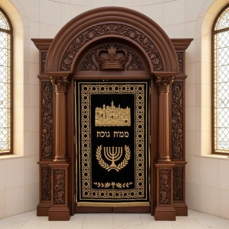 Stunning Aron Kodesh: Handcrafted Synagogue Holy Ark with Traditional Design.